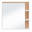 ID MARKET - Meuble de rangement suspendu avec miroir et étagères pour salle de bain TOMI façon hêtre et blanc - vignette