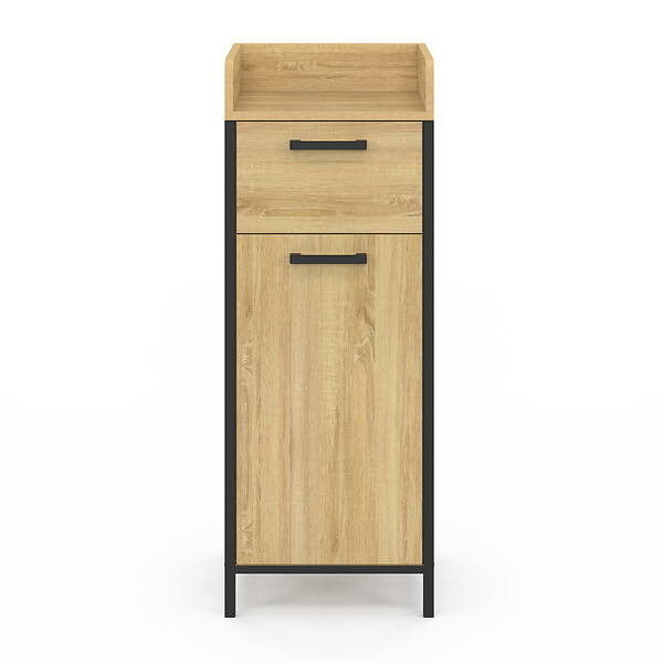 ID MARKET - Colonne de rangement d'appoint salle de bain DETROIT 1 tiroir 1 placard design industriel - large
