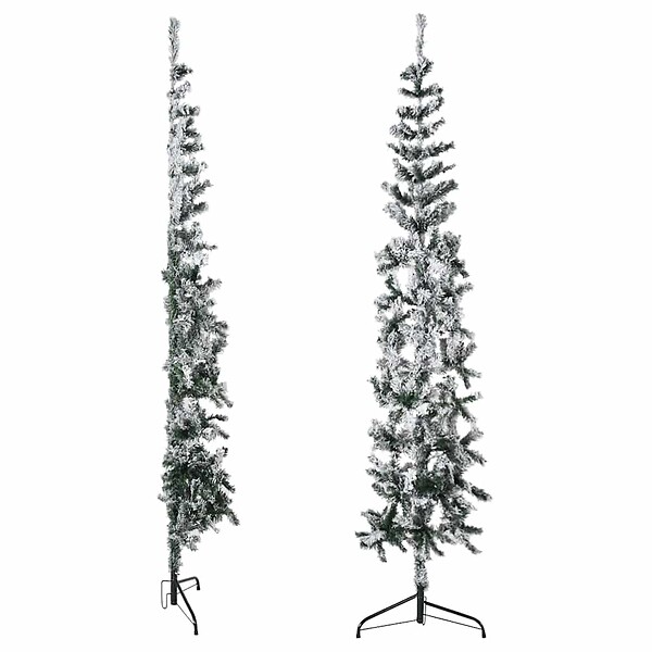 VIDAXL - vidaXL Demi sapin de Noël artificiel mince avec neige floquée 240 cm - large