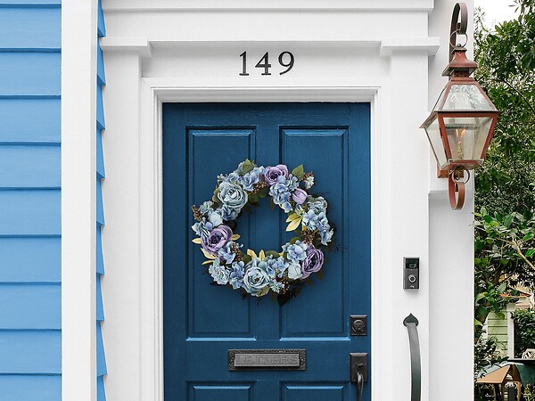 BELIANI - Couronne décorative GALDAR 50 cm Bleu - large