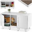 TECTAKE - Maison de toilettage pour chat FREYA avec tapis à gratter inclus blanc - vignette
