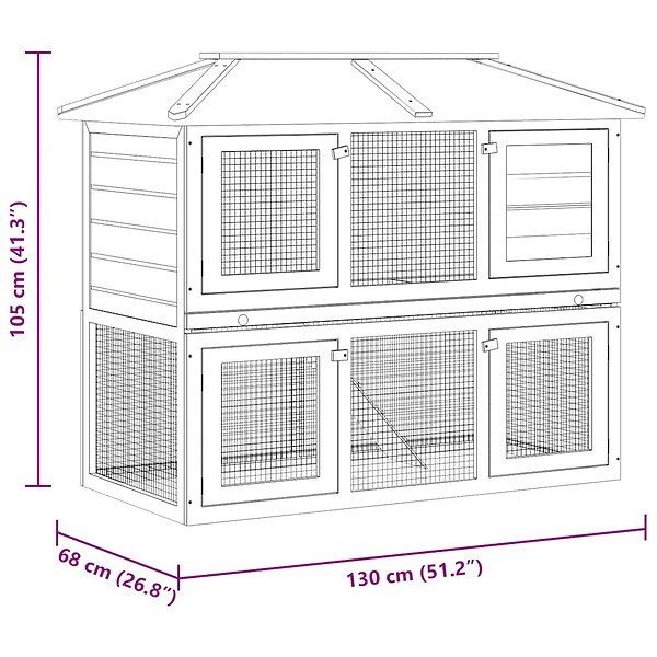 VIDAXL - vidaXL Cage double pour animaux Marron Bois - large