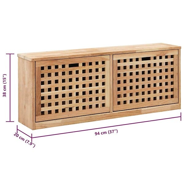 VIDAXL - vidaXL Banc de rangement de chaussures 94x20x38cm Bois massif de noyer - large