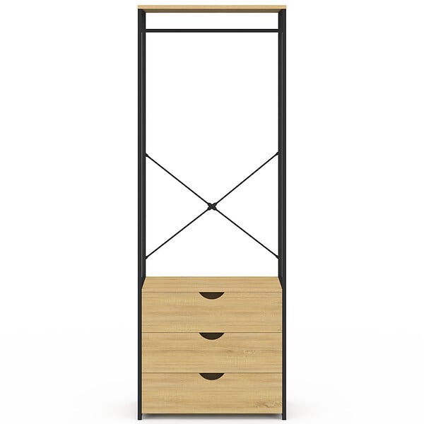 ID MARKET - Dressing penderie 3 tiroirs L.60 cm DETROIT design industriel - large