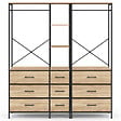 ID MARKET - Dressing penderie modulable L. 150 cm UTAH XXL avec 3 étagères et 9 bacs en tissu bois et noir - vignette