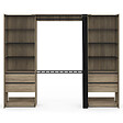 ID MARKET - Dressing double XXL MERYL 220 cm avec porte pantalons + étagères + tiroirs + rangements à chaussures hêtre et noir - vignette