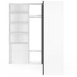 ID MARKET - Dressing extensible d'angle MARLON 200 x 150 x 180 cm cm blanc avec penderies + tiroirs + étagères + rideaux gris - vignette