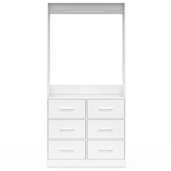 ID MARKET - Dressing penderie L. 80 cm UPPAH avec 6 bacs en tissu blanc - large