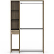 ID MARKET - Dressing double penderie L. 110 cm MIRTY avec étagères + tiroir + rangements à chaussures hêtre et noir - vignette