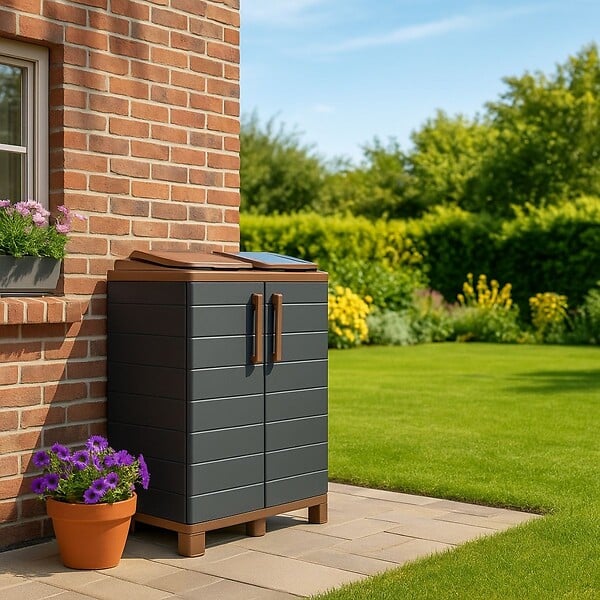 ARTPLAST - Abri Poubelles 2 Sacs Anthracite - Armoire Cache Poubelle de Tri Sélectif 68 x 37 x 90 cm Terrasse, Restaurant Art Plast - large