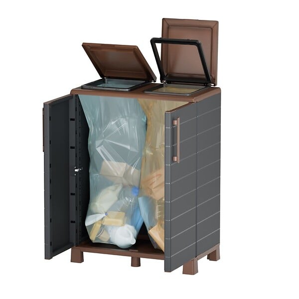 ARTPLAST - Abri Poubelles 2 Sacs Anthracite - Armoire Cache Poubelle de Tri Sélectif 68 x 37 x 90 cm Terrasse, Restaurant Art Plast - large