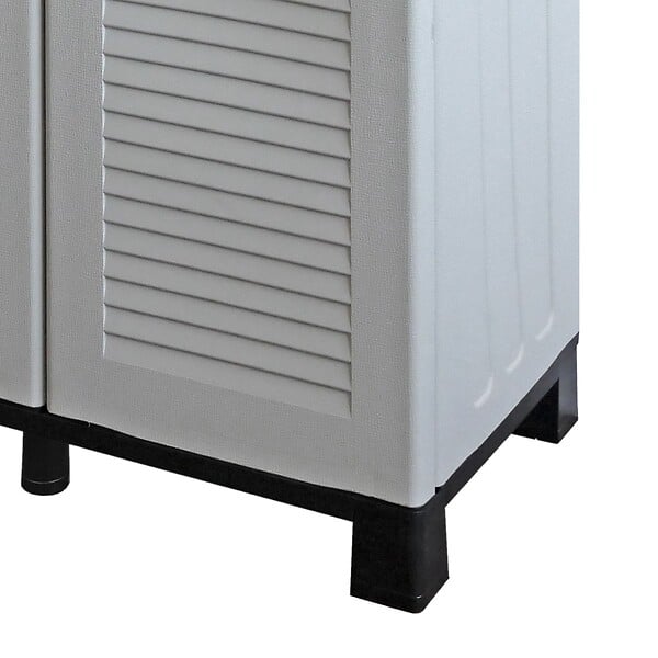 ARTPLAST - Cache Poubelles de tri Selectif 2 Sacs - Armoire Recyclage 68 x 37 x 90 cm Gris Clair 2 Portes 4 pieds ART PLAST - large