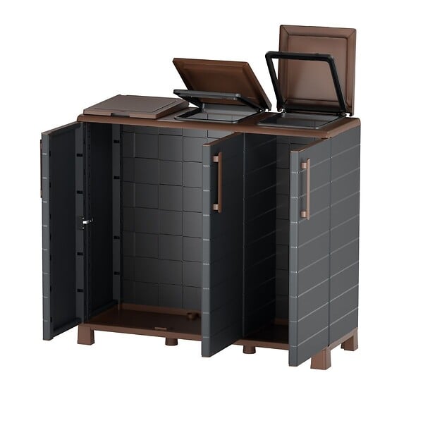 ARTPLAST - Armoire de tri 3 Portes Cache Poubelle de Tri Sélectif 102 x 37 x 90 cm Intérieur Extérieur Art Plast - large