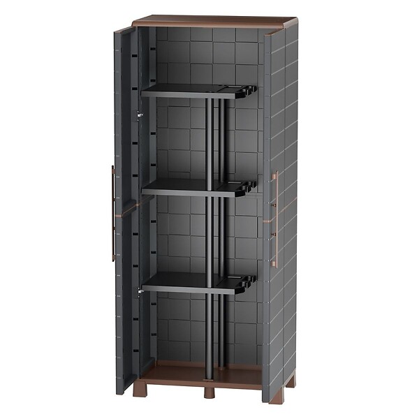 ARTPLAST - Armoire à balais + 3 Etagères Amovibles Anthracite 68 x 37 x 169 cm - Placard à balais Charge 60kg Garage Buanderie ArtPlast - large