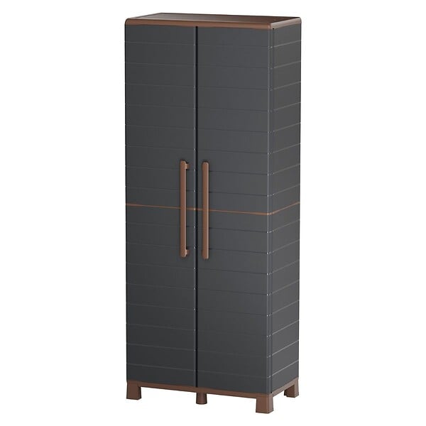 ARTPLAST - Armoire à balais + 3 Etagères Amovibles Anthracite 68 x 37 x 169 cm - Placard à balais Charge 60kg Garage Buanderie ArtPlast - large