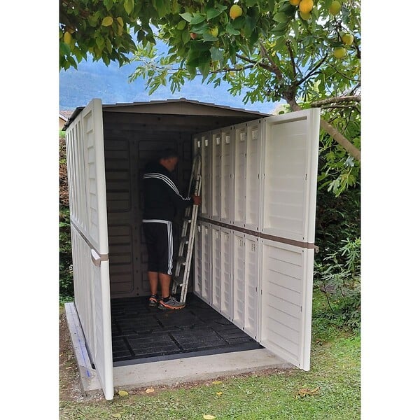 INTEC - Abri de Jardin Extérieur Beige - Cabanon de Jardin 151x146x200cm avec plancher - Rangement Outils, Vélos INTEC - large