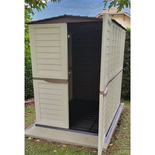 INTEC - Abri de Jardin Extérieur Beige - Cabanon de Jardin 151x146x200cm avec plancher - Rangement Outils, Vélos INTEC - large