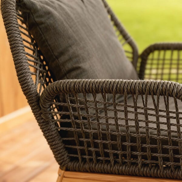 CONCEPT USINE - Salon de jardin 4 places en bois avec 2 tables gris anthracite et bois ROSARIO - large