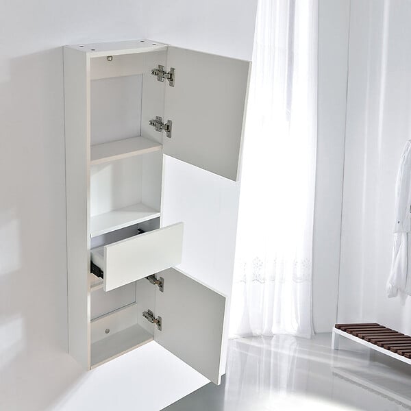 STANO - Grande armoire de rangement ESSENTIEL hauteur 120 cm mélaminé blanc 35 cm - large