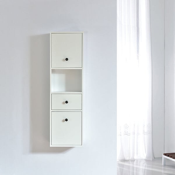 STANO - Grande armoire de rangement ARMARIA hauteur 120 cm mélaminé blanc 35 cm - large