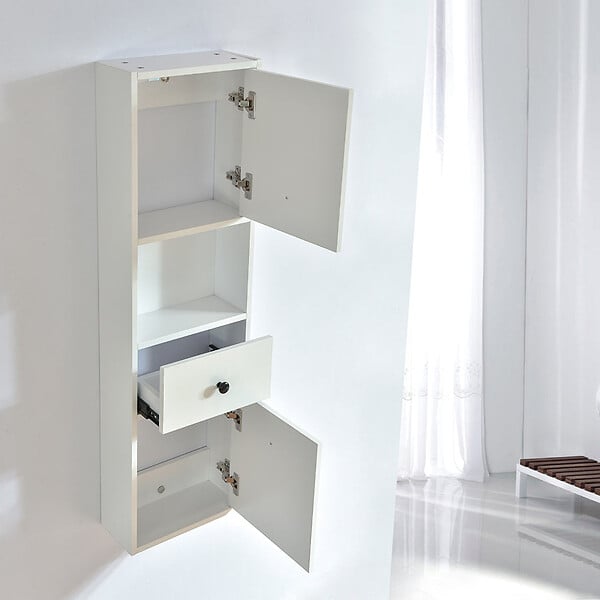STANO - Grande armoire de rangement ARMARIA hauteur 120 cm mélaminé blanc 35 cm - large