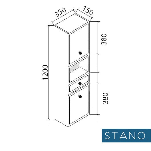 STANO - Grande armoire de rangement ARMARIA hauteur 120 cm mélaminé blanc 35 cm - large