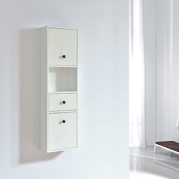 STANO - Grande armoire de rangement ARMARIA hauteur 120 cm mélaminé blanc 35 cm - large