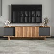 CONCEPT USINE - Meuble TV design avec placards aspect bois et gris anthracite 180cm BRONI - vignette