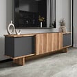 CONCEPT USINE - Meuble TV design avec placards aspect bois et gris anthracite 180cm BRONI - vignette