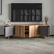 CONCEPT USINE - Meuble TV design avec placards aspect bois et gris anthracite 180cm BRONI - vignette