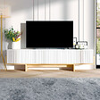 CONCEPT USINE - Meuble TV avec placards blanc et bois 180cm WOPI - vignette