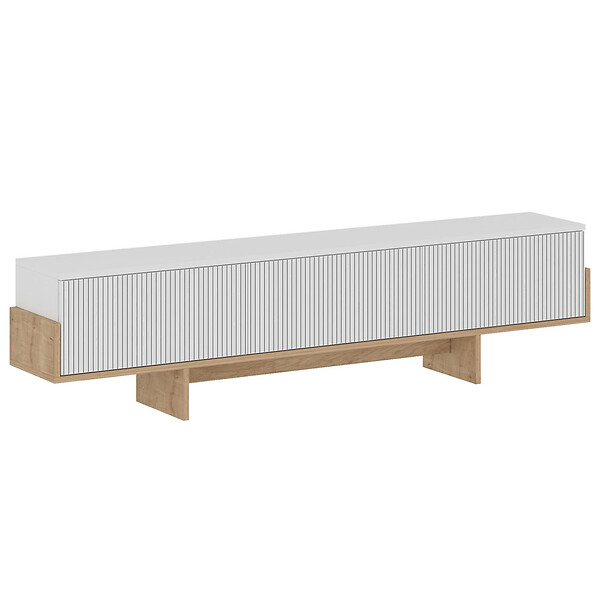 CONCEPT USINE - Meuble TV avec placards blanc et bois 180cm WOPI - large