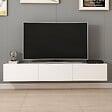 CONCEPT USINE - Meuble TV suspendu avec placards blanc 180cm PARY - vignette