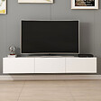 CONCEPT USINE - Meuble TV suspendu avec placards blanc 180cm PARY - vignette