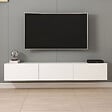 CONCEPT USINE - Meuble TV suspendu avec placards blanc 180cm PARY - vignette