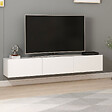 CONCEPT USINE - Meuble TV suspendu avec placards blanc 180cm PARY - vignette