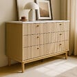CONCEPT USINE - Buffet 6 tiroirs aspect bois rainuré et blanc 120cm BROX - vignette