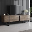 CONCEPT USINE - Meuble TV avec placards aspect bois de noyer et détails noirs 180cm FROPA - vignette