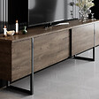CONCEPT USINE - Meuble TV avec placards aspect bois de noyer et détails noirs 180cm FROPA - vignette