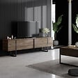 CONCEPT USINE - Meuble TV avec placards aspect bois de noyer et détails noirs 180cm FROPA - vignette