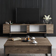 CONCEPT USINE - Meuble TV avec placards aspect bois de noyer et détails noirs 180cm FROPA - vignette