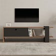 CONCEPT USINE - Meuble TV asymétrique gris anthracite avec placard aspect bois 120cm OVA - vignette