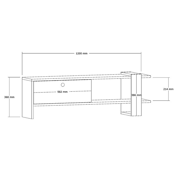 CONCEPT USINE - Meuble TV asymétrique gris anthracite avec placard aspect bois 120cm OVA - large