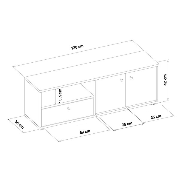 CONCEPT USINE - Meuble TV avec placards et niche aspect bois de noyer 136cm OAKI - large