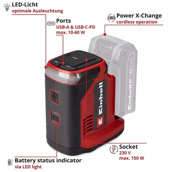 EINHELL - Station d'énergie portable – TC-ES 18/150/1 Li-Solo – 18V – Power X-Change – Einhell - large