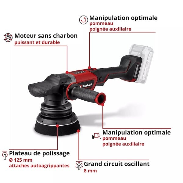 EINHELL - Polisseuse excentrique sans fil – CP-EP 18/125 Li BL-Solo Professional - large