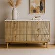 CONCEPT USINE - Buffet 6 tiroirs aspect bois rainuré et marbre 120cm BROX - vignette
