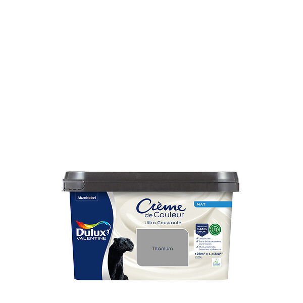 DULUX VALENTINE - Peinture Crème de Couleur Biosourcé - Titanium - Mat - 2,25 L - large