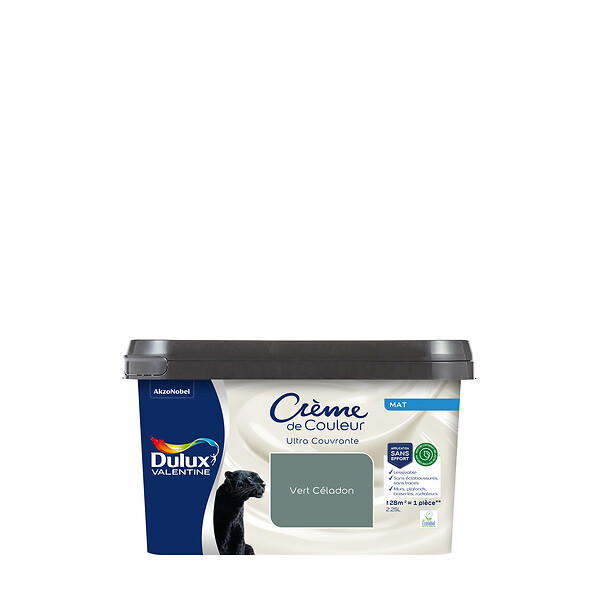 DULUX VALENTINE - Peinture Crème de Couleur Biosourcé - Vert Céladon - Mat - 2,25 L - large