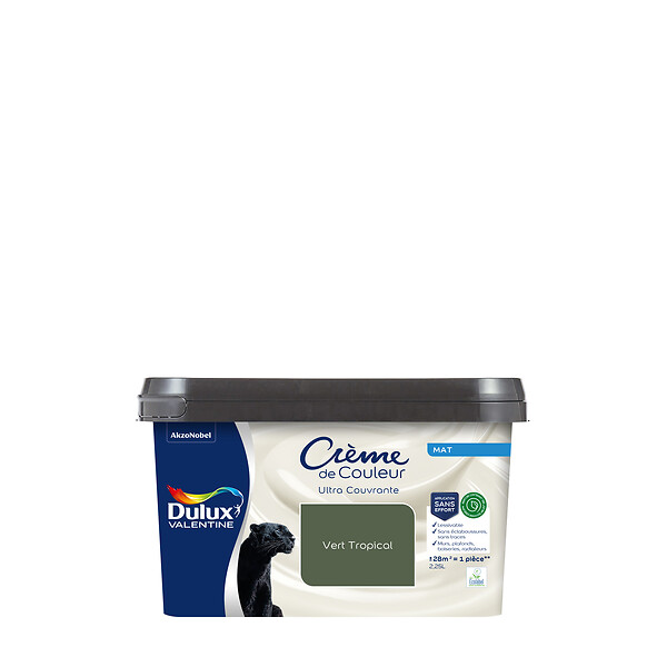 DULUX VALENTINE - Peinture Crème de Couleur Biosourcé - Vert Tropical - Mat - 2,25 L - large
